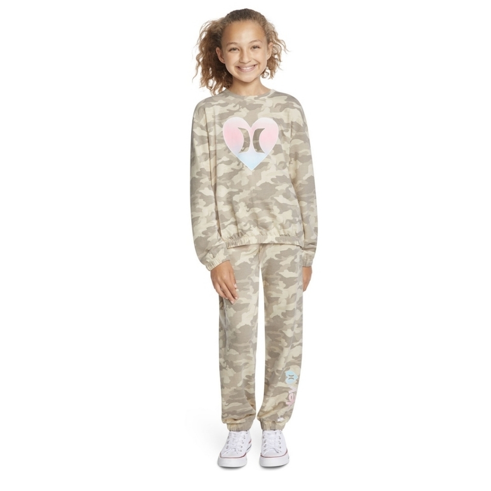 Hurley Girls Fleece Crew and Jogger Set